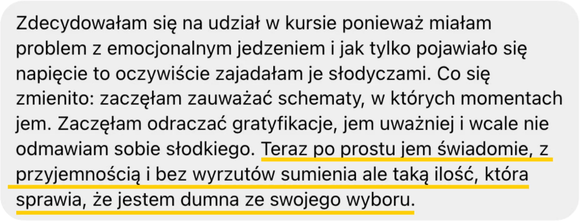 Opinia o kursie Jak odzyskać kontrolę nad słodyczami