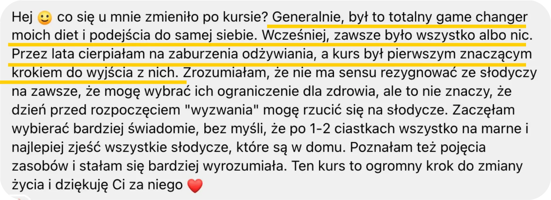 Opinia o kursie Jak odzyskać kontrolę nad słodyczami